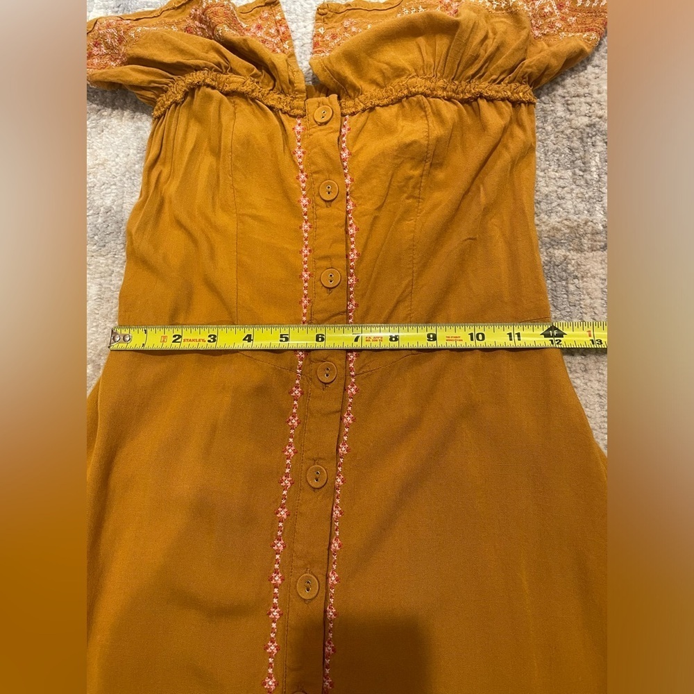 Aeropostale Brownish Orange Blouse Dress Tunic Size S Button Down & Embroidered - Picture 14 of 15